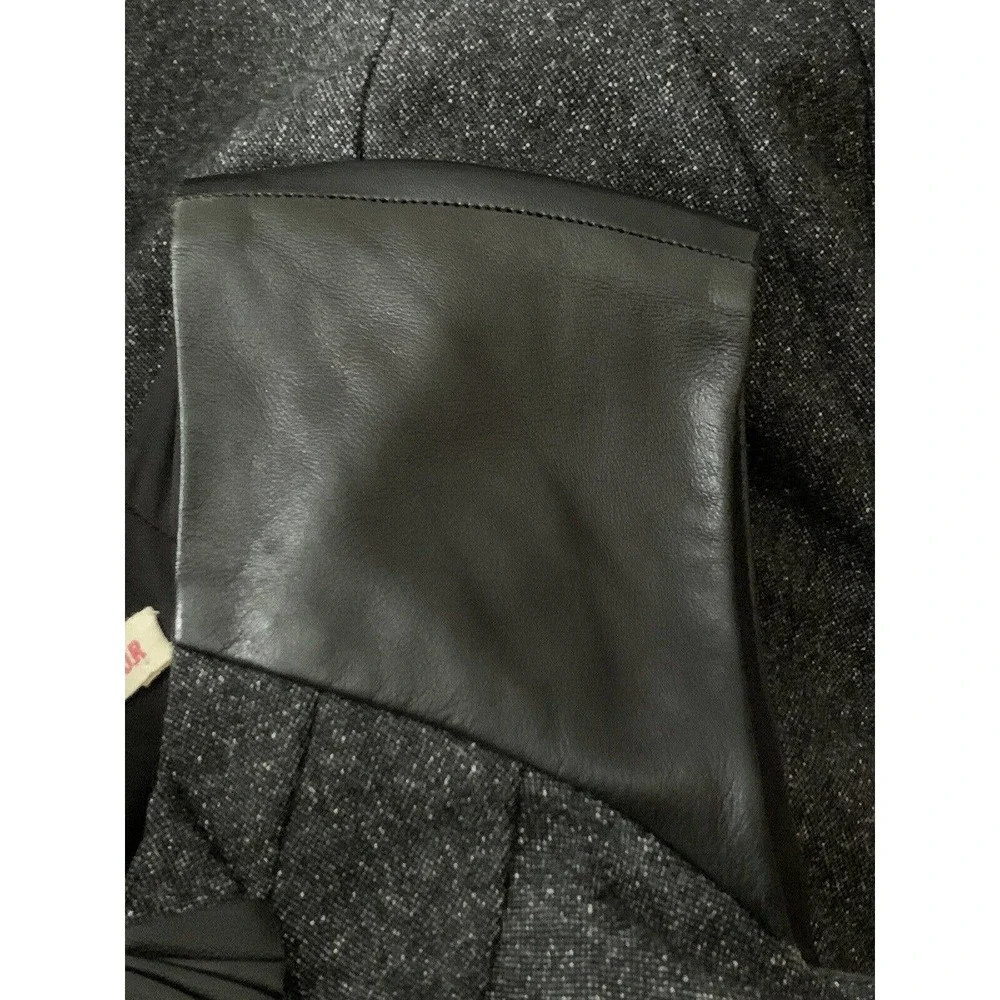 Rebecca Taylor Women’s Herringbone Gray Wool Silk Lambs Leather Trim Size 6 - Picture 12 of 14